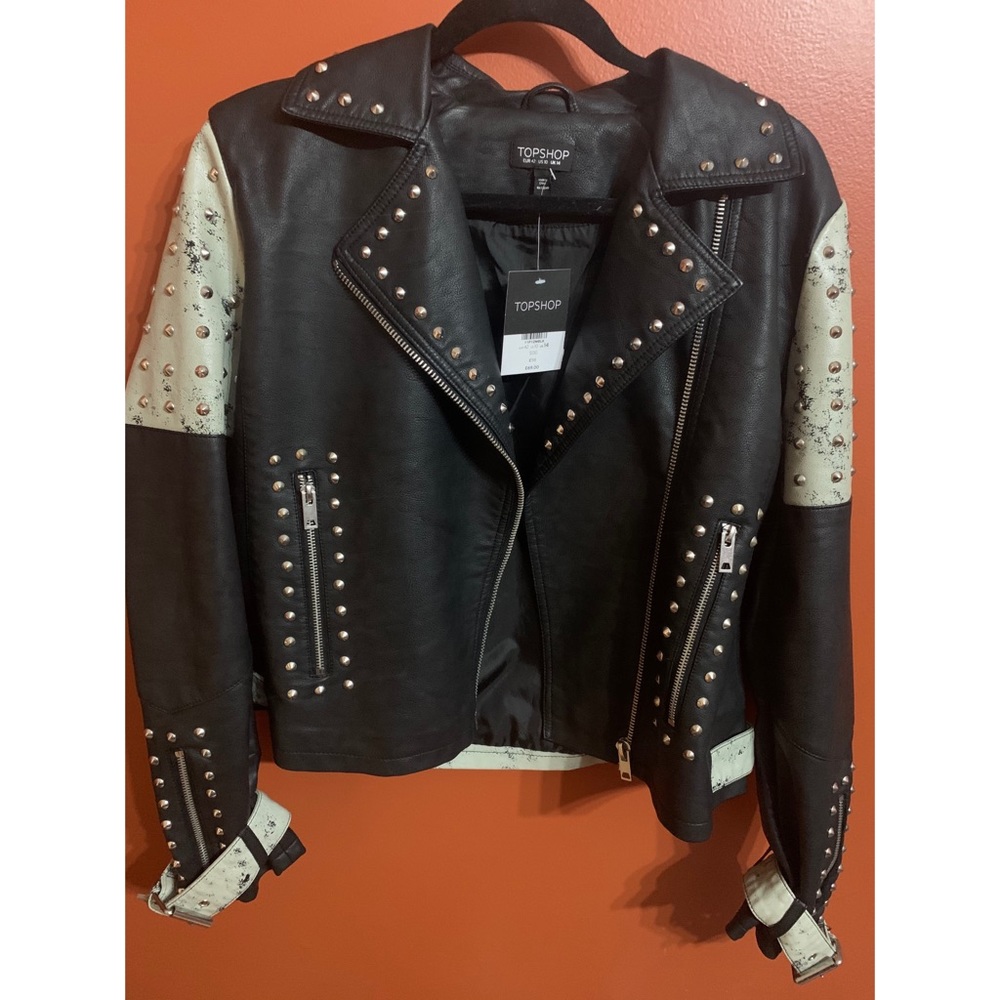 Leather jacket - distressed style with studs